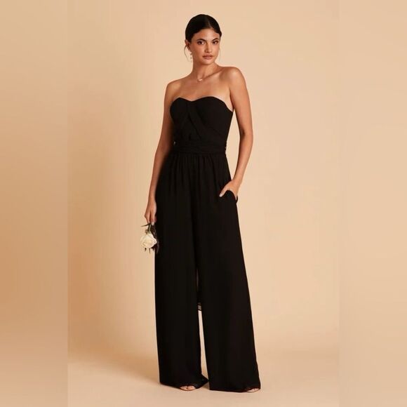 SOLD Birdy Grey Gigi Convertible Black Chiffon Bridesmaid Jumpsuit Size Medium - Picture 8 of 16